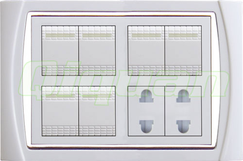 6 gang switch with 2 socket