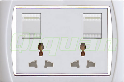 2 gang multi-socket with 2 switch